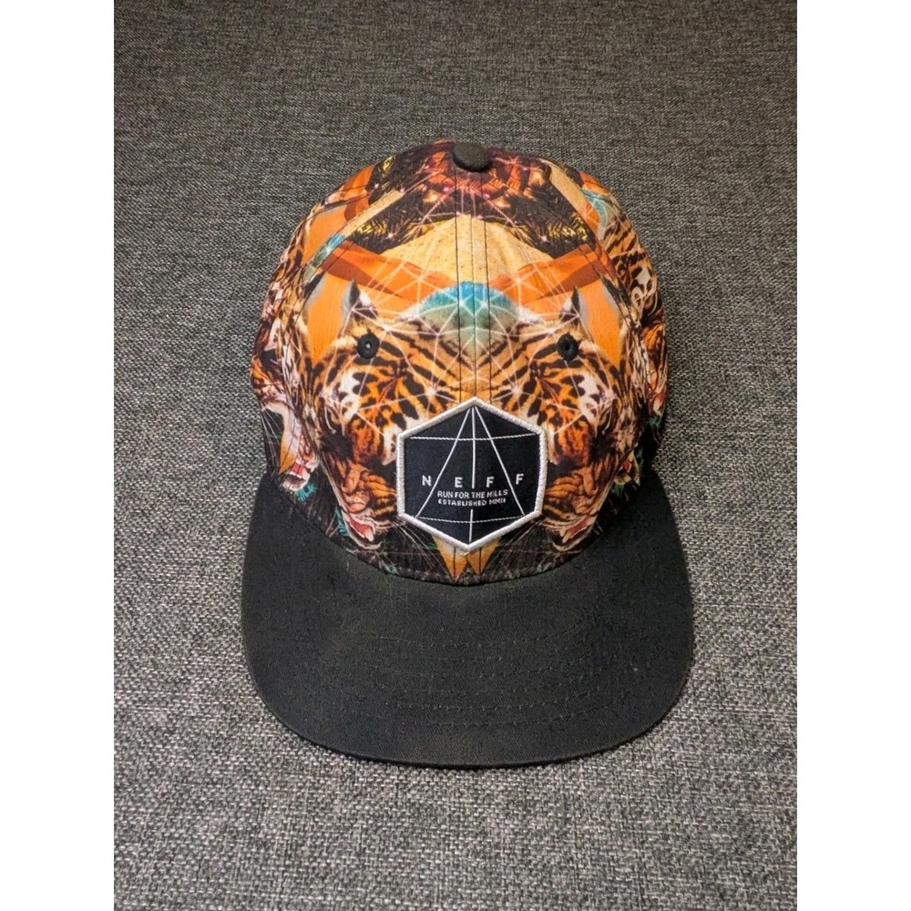 Neff Snapback Hat Tiger Run For The Hills Print Teal Brim Tropical Hat Cap OS